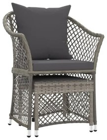 Set di Divani da Giardino 2 pz con Cuscini in Polyrattan Grigio