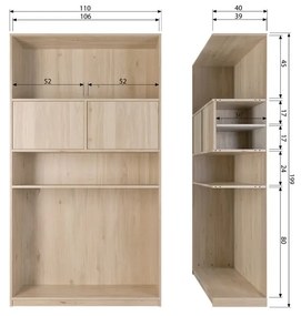 Libreria modulare in rovere colore naturale 110x199 cm Modulair - vtwonen