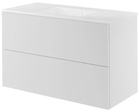 Mobile da bagno sospeso sotto lavabo L 105 x H 55 x P 45 cm bianco laminato opaco, 4 cassetti SENSEA Modern
