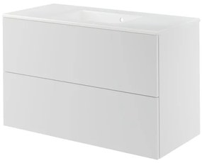 Mobile da bagno sotto lavabo SENSEA Neo bianco laccato L 105 x H 64 x P 48 cm 2 cassetti, lavabo non incluso