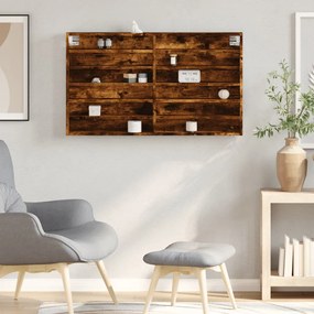 Armadietto vetrina rovere fumo 100x8,5x58 cm legno multistrato