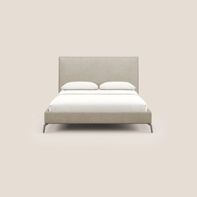 Iris letto imbottito con piedini neri sfoderabile in tessuto impermeabile T02 beige