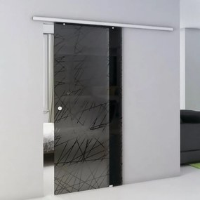 Porta scorrevole reversibile Armonia in alluminio grigio, L 76 x H 212 cm, con binario Atena