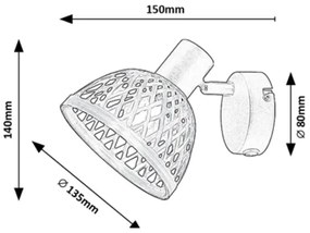 Rabalux 3133 - Faretto da parete RATTAN 1xE14/15W/230V rattan