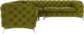 Divano angolare verde con rivestimento in velluto Chelsea – Ropez