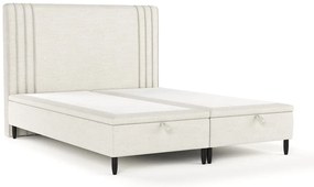 Letto matrimoniale imbottito beige con contenitore 140x200 cm Musca - Maison de Rêve