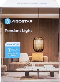 Aigostar - Lampadario a sospensione con filo 1xE27/60W/230V nero