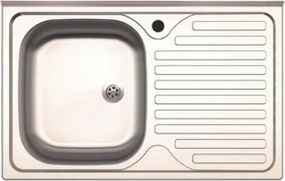 Lavello Appoggio Inox 1 Vasca Sx + Gocciolatoio Dx 80 Cm