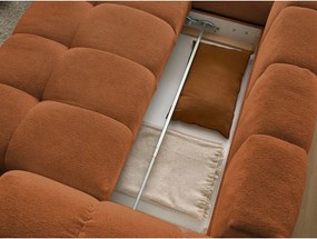 Divano angolare color terracotta allungabile e con contenitore (penisola a sinistra/a L) con rivestimento in ciniglia Everest – Bobochic Paris