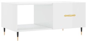 Tavolino da Salotto Bianco Lucido 90x50x40 cm Legno Multistrato