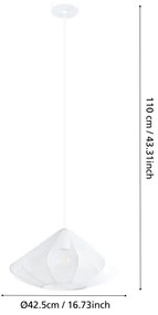Eglo 43997 - Lampadario a sospensione con filo DOLWEN 1xE27/40W/230V diametro 42,5 cm bianco