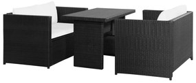 Set Divani da Giardino 3 pz con Cuscini in Polyrattan Nero