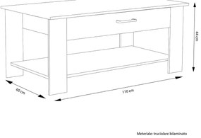 BERRY - tavolino da salotto moderno cm 110 x 60 x 44 h