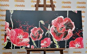 Stampa su tela – Papaveri rossi su sfondo nero