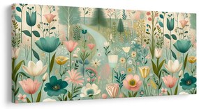 Quadro su tela – Fiori primaverili sul sentiero del bosco
