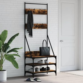 Appendiabiti Con Porta Scarpe Rovere Fumo 70x40x184 Cm /