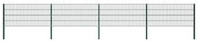 Pannello di Recinzione con Pali in Ferro 6,8x0,8 m Verde