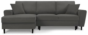 Divano letto angolare in velluto a coste grigio scuro, angolo sinistro Moghan - Micadoni Home