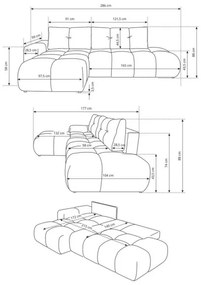 Divano letto angolare imbottito con contenitore a L ALMADA, lato destro, rosa