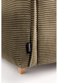 Divano angolare verde allungabile (con penisola a destra/a forma di "U") con rivestimento in velluto a coste Tori – Bonami Selection