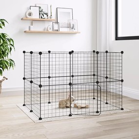 Gabbia per animali 20 pannelli con porta nera 35x35 cm acciaio