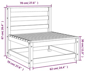 Divani Senza Braccioli Giardino 3pz Marrone Cera 70x70x67 Pino