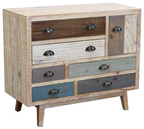 COLORWOOD - cassettiera sei cassetti in legno colorato da 90 cm