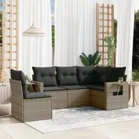 Set Divano da Giardino 5 pz con Cuscini Grigio in Polyrattan 3220169