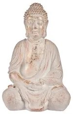 Statua Decorativa da Giardino Buddha Bianco/Dorato Poliresina (24,5 x 50 x 31,8 cm)