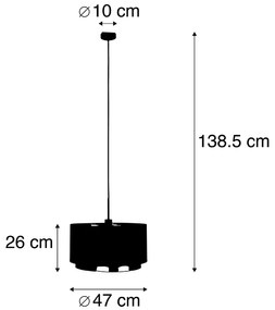 Lampada a sospensione moderna nera con oro 47 cm doppio paralume - Combi