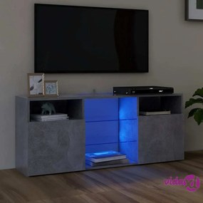 vidaXL Mobile Porta TV con Luci LED Grigio Cemento 120x30x50 cm