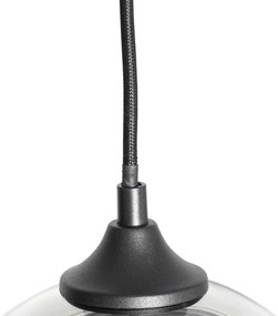 Lampada a sospensione intelligente nera con vetro fumé incl. 8 Wifi G95 - Sandra
