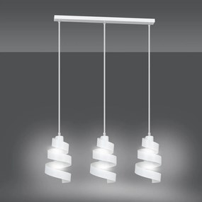 Lampadario Moderno 3 Luci Tristano In Acciaio Bianco Con Fasce A Spirale