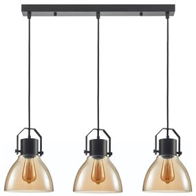 ITALUX PND-22371-3-BK+AMB - Lampadario a sospensione con filo DARLENA 3xE27/40W/230V nero/marrone