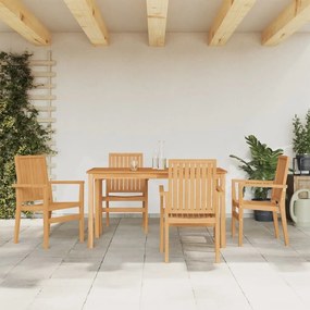 Set Da Pranzo Per Giardino 5 Pz İn Legno Massello Di Teak /