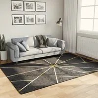 Tappeto Lavabile Nero e Oro 160x230 cm Antiscivolo 136618