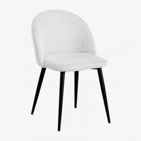 Confezione da 2 sedie da pranzo Kana Nero & Tessuto Bianco Antico - Sklum