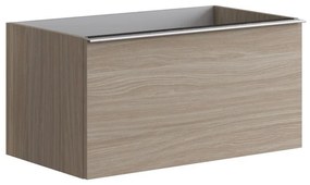 Mobile da bagno sotto lavabo Pixel plain frontale olmo rousseau e maniglia alluminio brillante L 80 x H 40 x P 45.5 cm 2 cassetti, lavabo non incluso