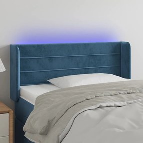 Testiera A Led Blu Scuro 83x16x78/88 Cm İn Velluto /