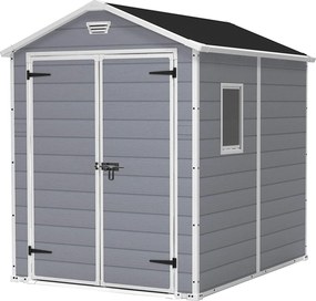 Casetta da Giardino Porta Attrezzi 185,8x236,8x227 cmin Resina Effetto Legno Keter Manor 6x8 Grigia...