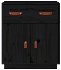 Credenza nera 65,5x40x75 cm in legno massello di pino