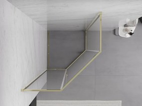 Mexen Exo-R cabina doccia pentagonale a battente 90 x 90 cm, trasparente, oro - 812-090-090-50-00