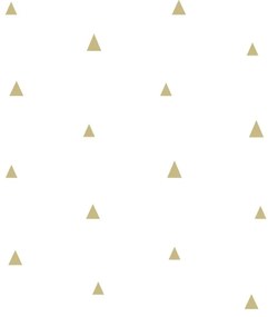 Carta da parati Triangoli Precious oro e bianco, 53 cm x 10.05 m