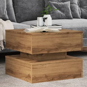 Tavolino Da Salotto Con Luci Led Rovere Artigianale 50x50x40 Cm /