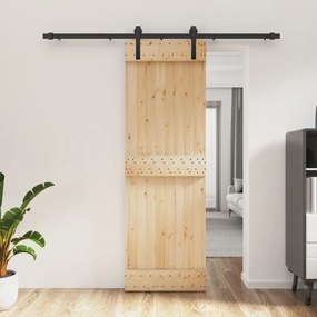 Porta Scorrevole Con Set Hardware 70x210 Cm Legno Massello Pino /