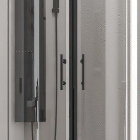 Box doccia semicircolare 90x90 finitura nera opaca vetro trasparente KF2000B - KAMALU