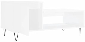 Tavolino da Salotto Bianco Lucido 100x50x45cm Legno Multistrato