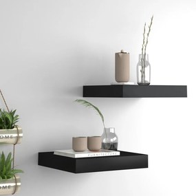 Scaffali A Parete 2 Pz Neri 23x23,5x3,8 Cm İn Mdf /
