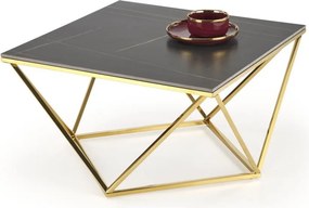 Tavolino da caffè Felicia effetto marmo nero/oro - L80 cm