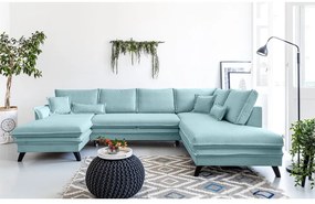 Divano letto a U azzurro, angolo destro Charming Charlie - Miuform